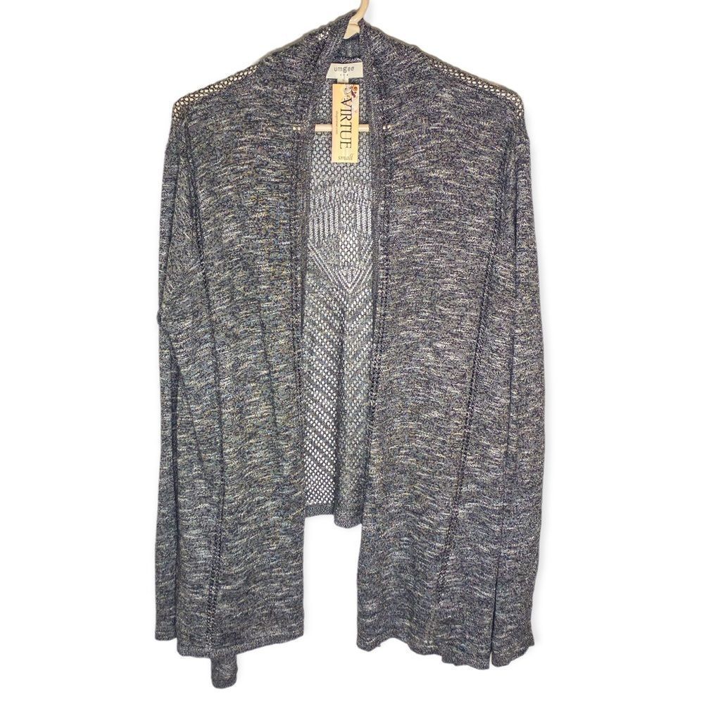 Umgee Womens Long Sleeve Knit Cardigan Size Small Dark Gray Brand New With Tags